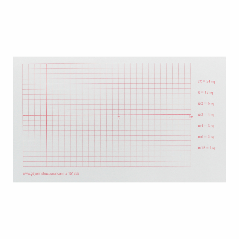 Graphing 3M Post-it Notes, 3" x 5", Trigonometry Grid, Radian, 3 Pads