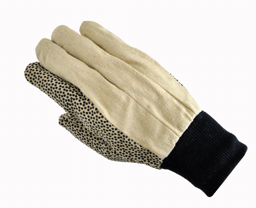 Men's Size Cotton Canvas Work Gloves Coated with PVC Dots