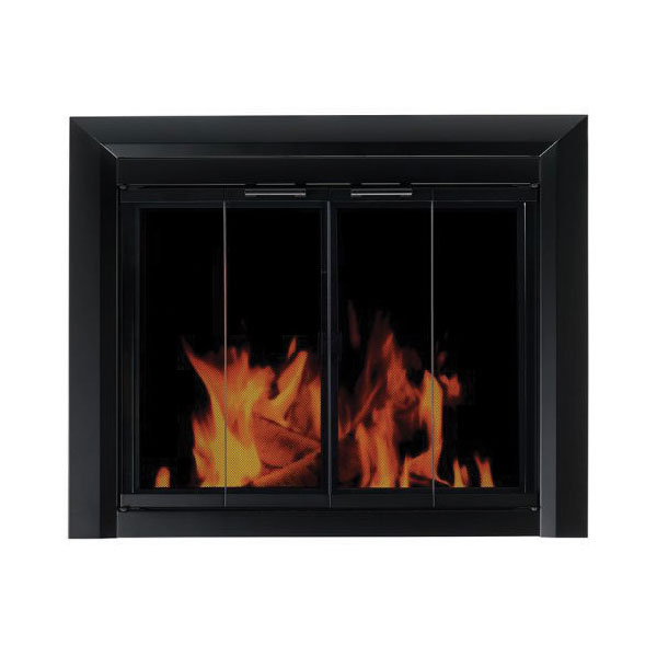 Pleasant Hearth Clairmont Small Black Bi-Fold-Style Glass Doors - CM-3010