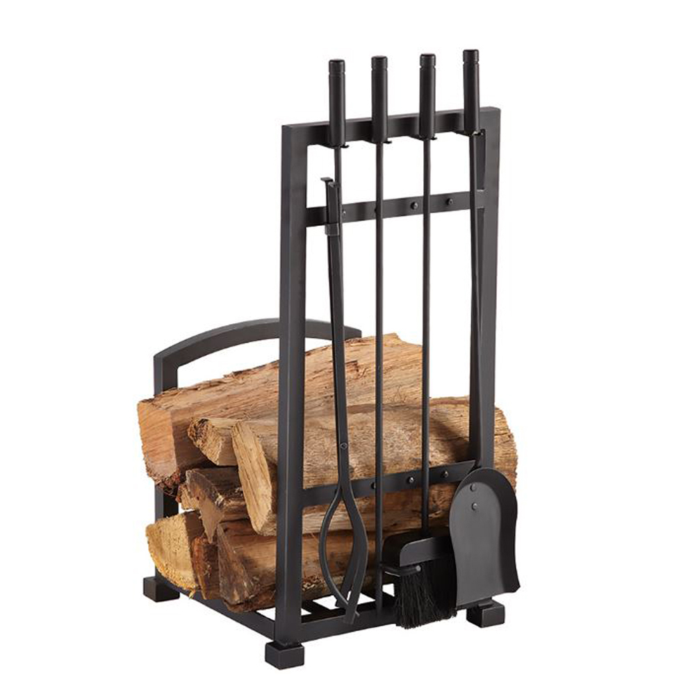 Pleasant Hearth Harper Log Holder with 4 Piece Toolset - FA338LT