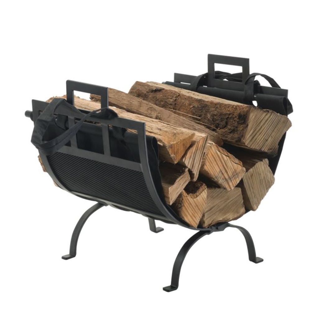 Pleasant Hearth Wrought Iron Log Holder with Canvas Tote - 1085