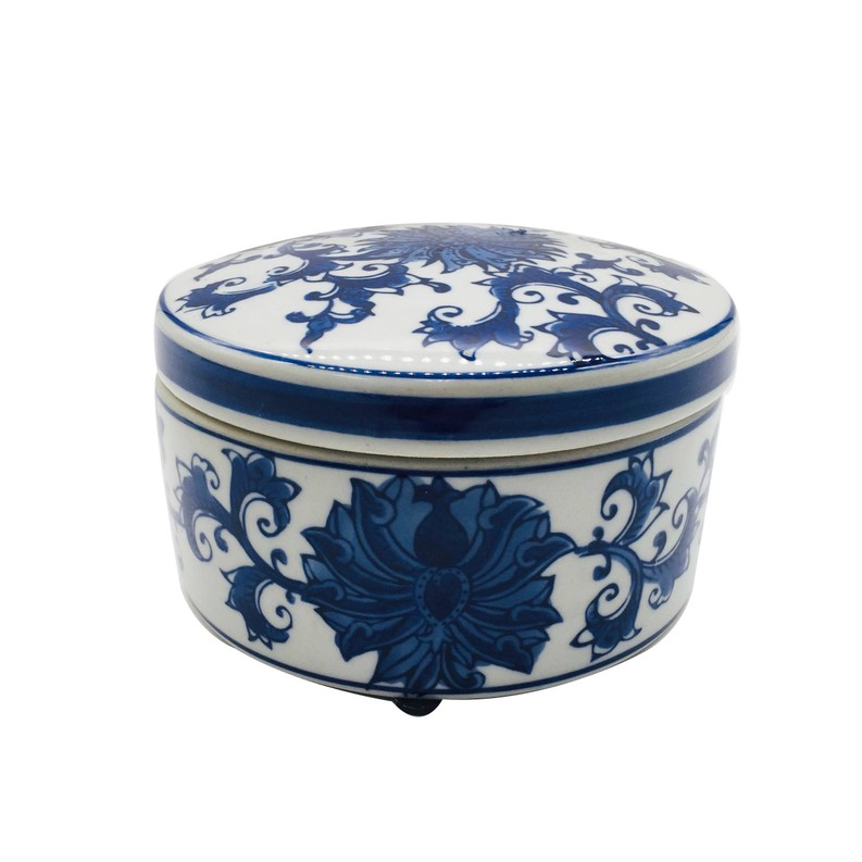 Chinoiserie Round Ceramic Box 