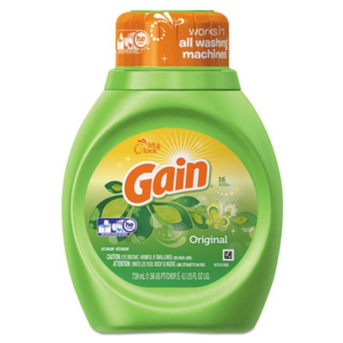 Gain Liquid Laundry Detergent - Liquid - 25 fl oz (0.8 quart) - Original Scent - 6 / Carton - Green