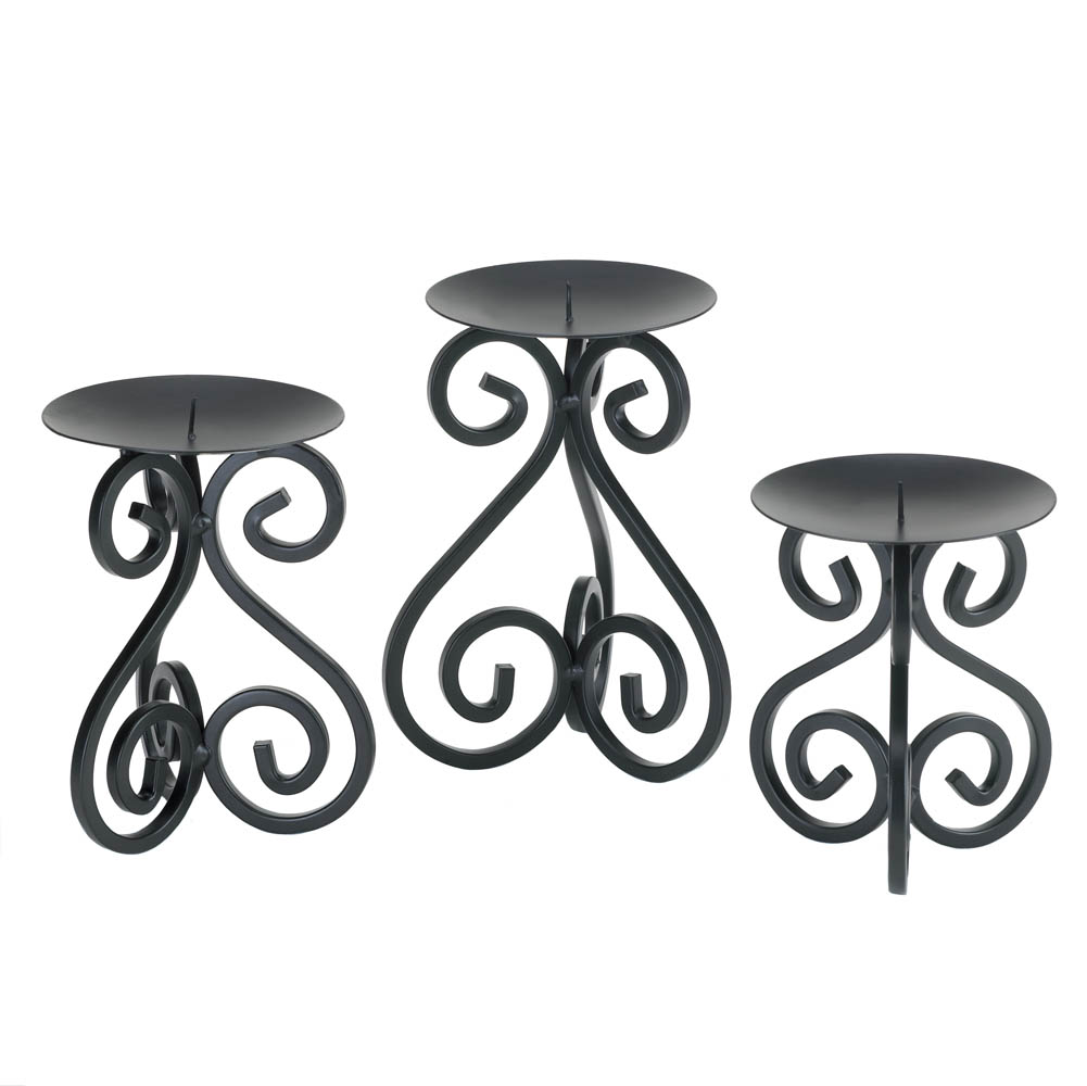 Scrollwork Candle Holders Stand Trio