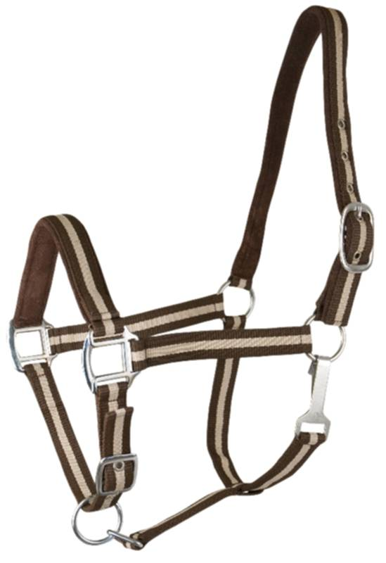 Gatsby 2-Tone Suede Padded Nylon Halter Horse Brown & Beige w/Brown Padding
