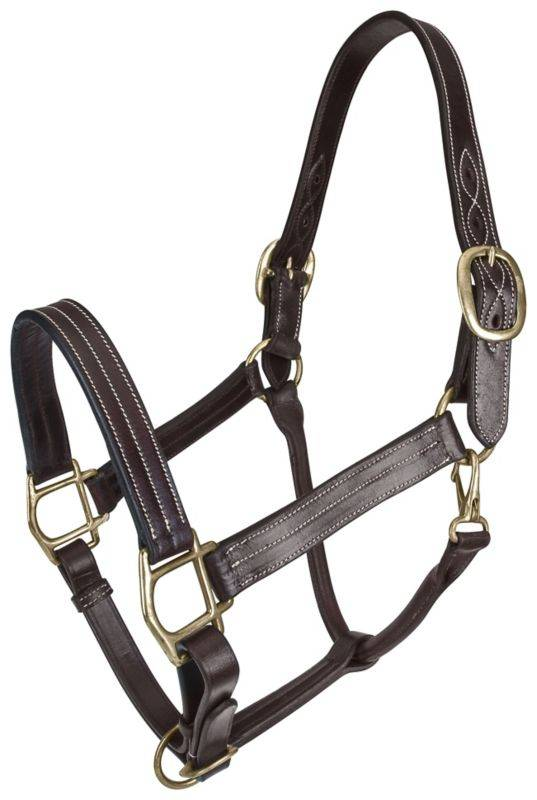 Gatsby Classic Triple Stitched Leather Halter with Snap - Oversize Brown