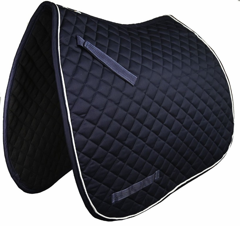Gatsby Premium Dressage Saddle Pad 22" Navy with White Piping