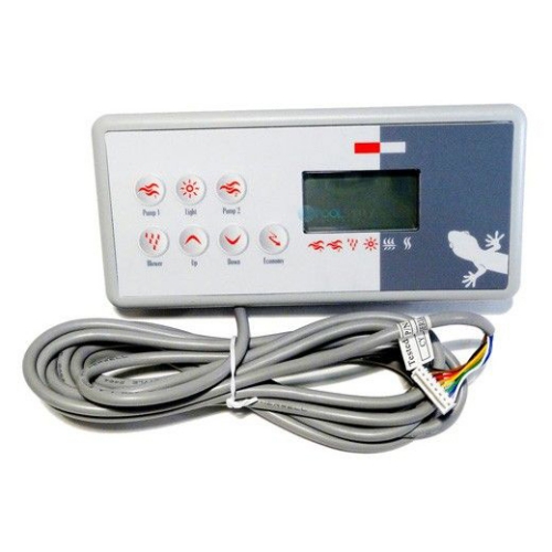 Spaside Control, Gecko TSC-8-GE1/GE2, 2 Overlays Included, 7 & 8-Button, LCD, Pump1, Pump2, Blower, 10' Cable, w/8 Pin JST Plug