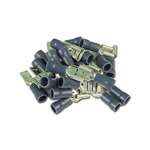 Wire Terminals, Size: .250, Female Disconnect, 16-14 Gauge, Blue, 25 Pack