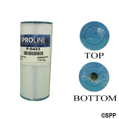 Filter Cartridge, Proline, Diameter: 5-3/16", Length: 11-15/16", Top: Closed, Bottom: 1-5/8" Open, 35 sq ft