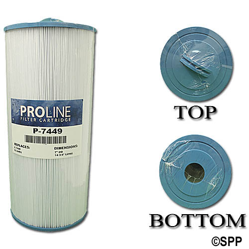 Filter Cartridge, Proline, Diameter: 7", Length: 14-3/4", Top: Handle, Bottom: 1-9/10" Open, 50 sq ft