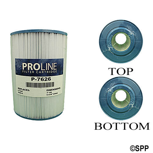 Filter Cartridge, Proline, Diameter: 7", Length: 9-13/16", Top: 3" Open, Bottom: 3" Open, 25 sq ft