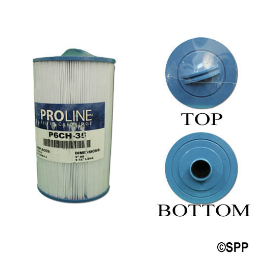 Filter Cartridge, Proline, Diameter: 6", Length: 9-7/8", Top: Handle, Bottom: 1-1/2" MPT, 35 sq ft