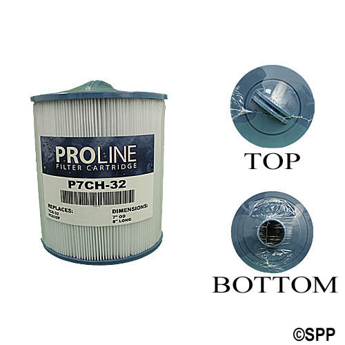 Filter Cartridge, Proline, Diameter: 7", Length: 8", Top: Handle, Bottom: 1-1/2" MPT, 32 sq ft