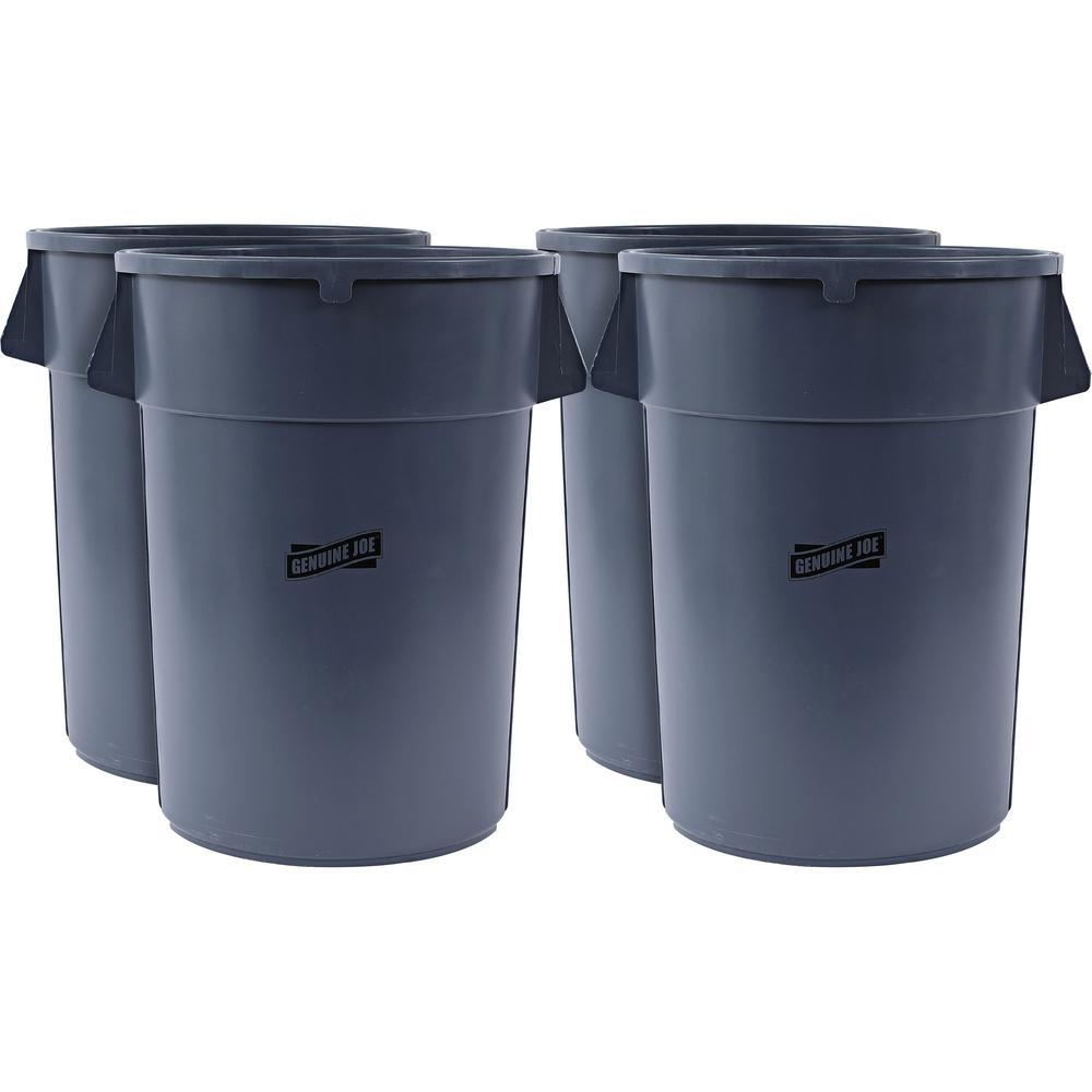 Genuine Joe 44-gallon Heavy-duty Trash Container - 44 gal Capacity - Heavy Duty, Handle - 24" Height x 31.5" Width x 24" Depth -