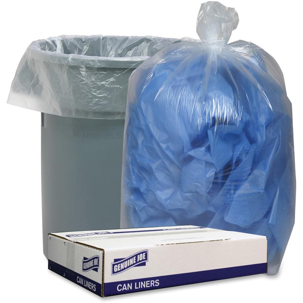 Genuine Joe Clear Low Density Can Liners - 33 gal Capacity - 33" Width x 39" Length - 1.10 mil (28 Micron) Thickness - Low Densi