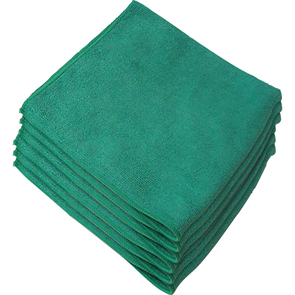 Genuine Joe General Purpose Microfiber Cloth - Cloth - 16" Width x 16" Length - 12 / Bag - Green