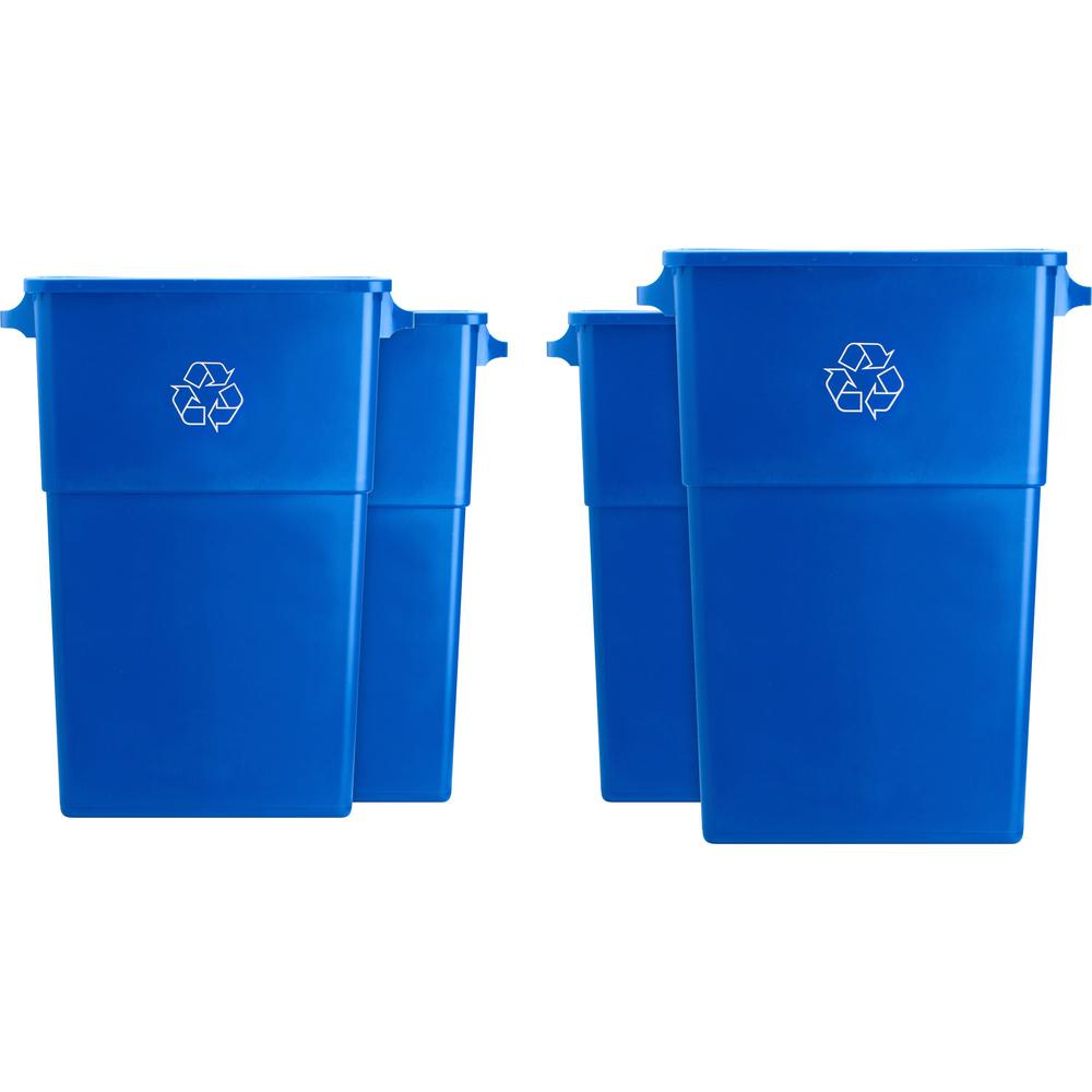 Genuine Joe 23 Gallon Recycling Container - 23 gal Capacity - Rectangular - 30" Height x 22.5" Width x 11" Depth - Blue, White -