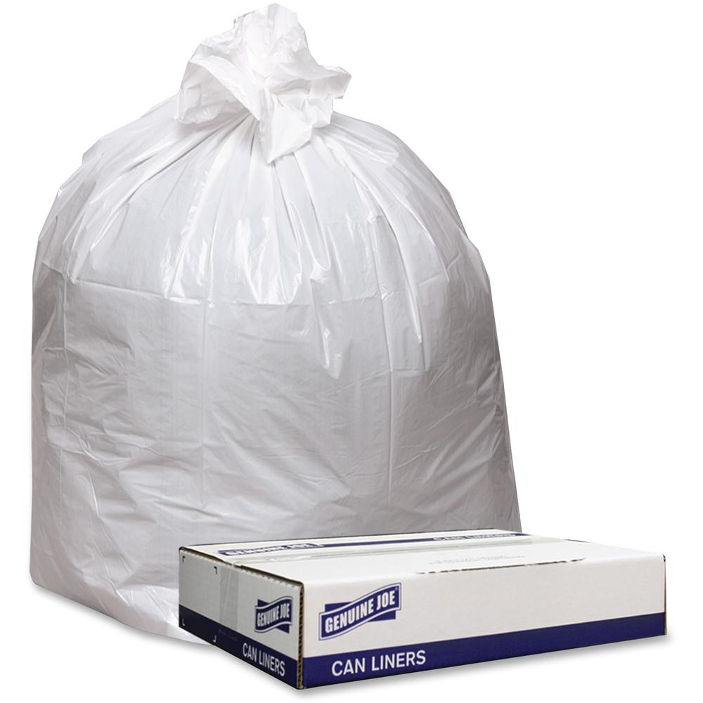 Genuine Joe Low Density White Can Liners - 33 gal Capacity - 33" Width x 39" Length - 0.90 mil (23 Micron) Thickness - Low Densi