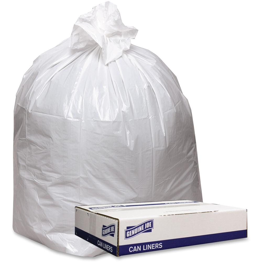 Genuine Joe Low Density White Can Liners - 56 gal Capacity - 43" Width x 47" Length - 0.90 mil (23 Micron) Thickness - Low Densi