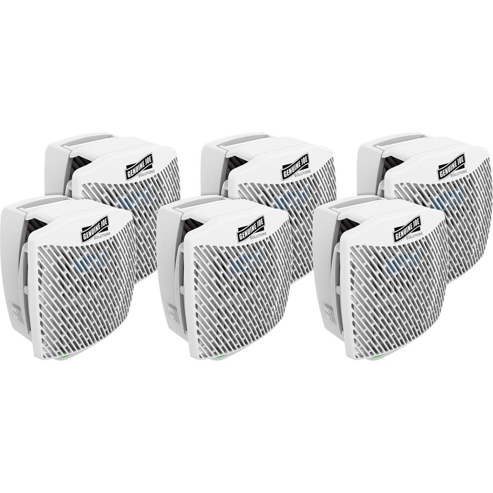 Genuine Joe Air Freshener Dispenser System - 30 Day Refill Life - 6000 ft Coverage - 6 / Carton - White