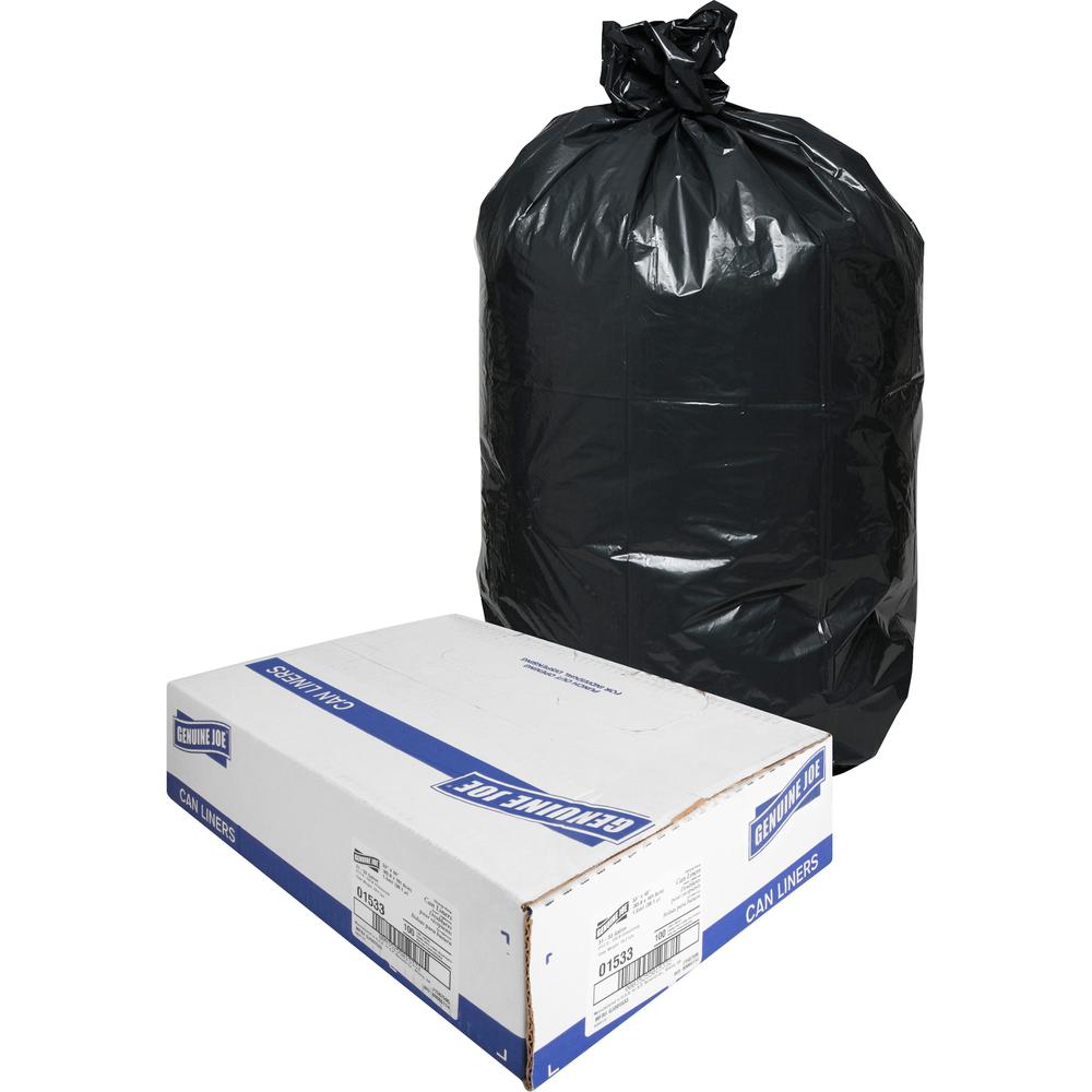 Genuine Joe Heavy-Duty Trash Can Liners - Medium Size - 33 gal Capacity - 33" Width x 40" Length - 1.50 mil (38 Micron) Thicknes