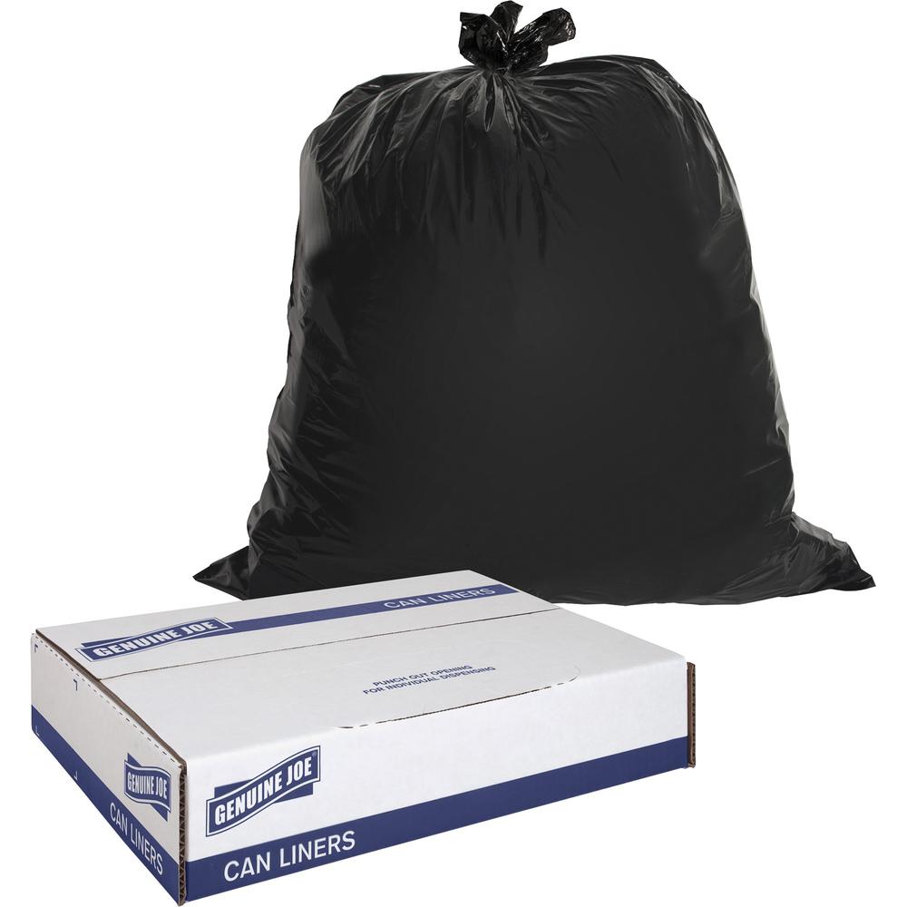 Genuine Joe Heavy-Duty Trash Can Liners - Large Size - 45 gal Capacity - 39" Width x 46" Length - 1.50 mil (38 Micron) Thickness