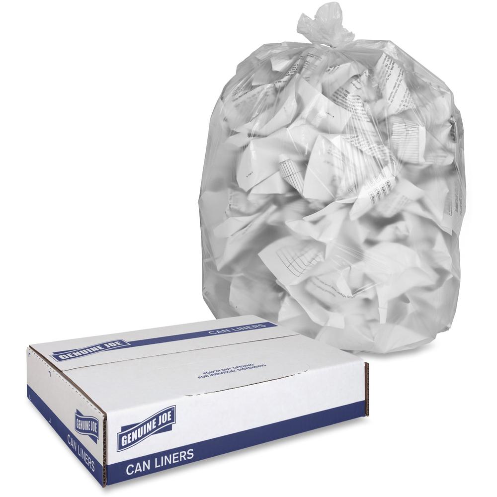Genuine Joe High-Density Can Liners - Extra Large Size - 60 gal Capacity - 38" Width x 60" Length - 0.67 mil (17 Micron) Thickne