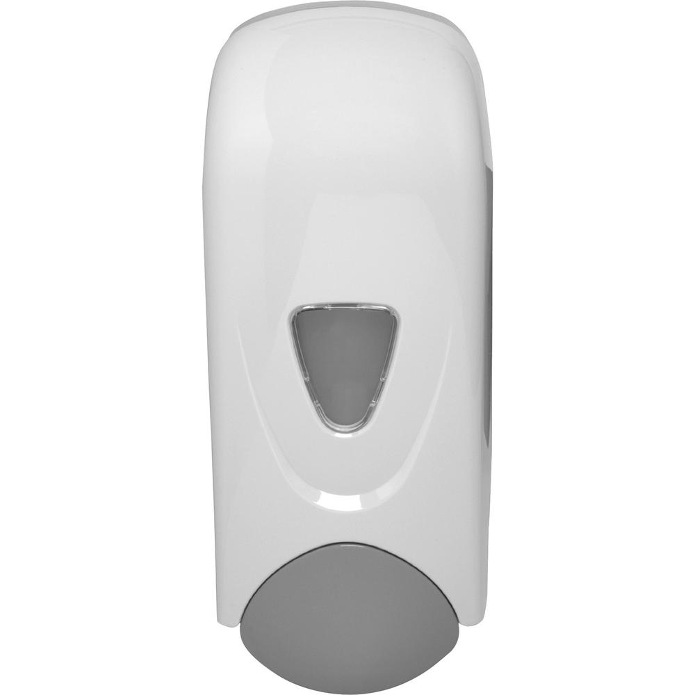 Genuine Joe Foam-Eeze Foam Soap Dispenser - Manual - 1.06 quart Capacity - Refillable, Site Window, Durable - Gray, White - 1Eac