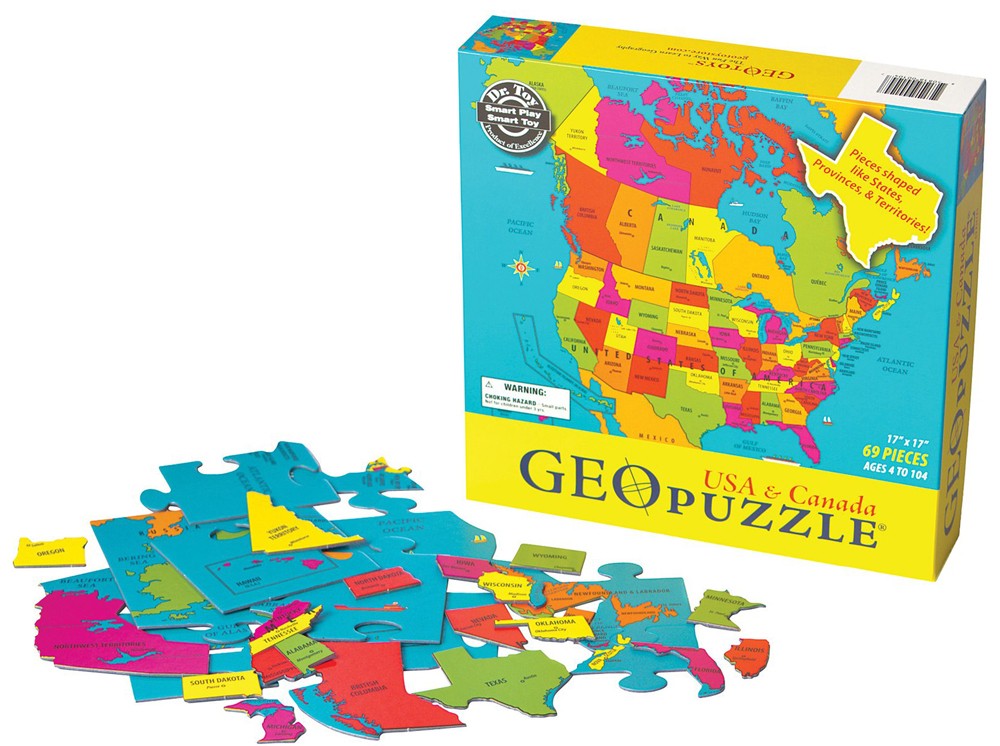 GeoPuzzle United States and Canada Educational Geography