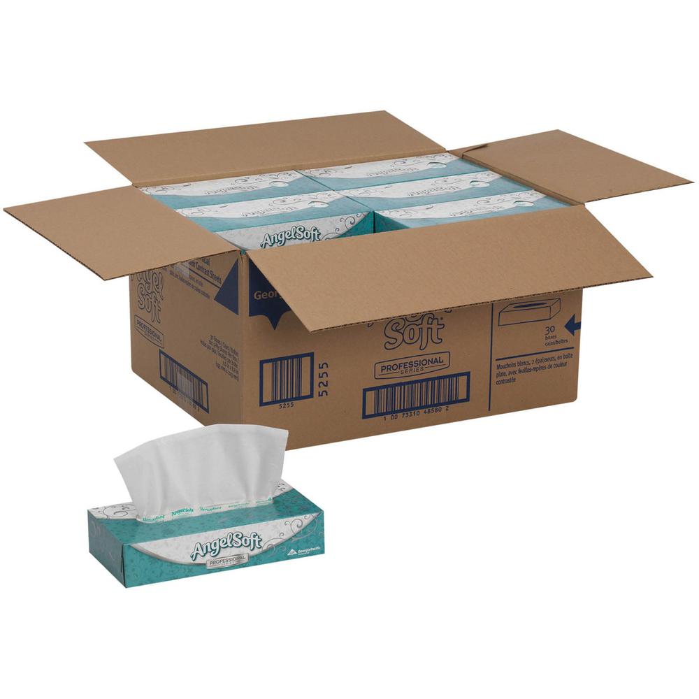 Angel Soft Professional Series Premium Facial Tissue - 2 Ply - 8.85" x 7.65" - White - Fiber - Soft, Absorbent - For Face - 100 