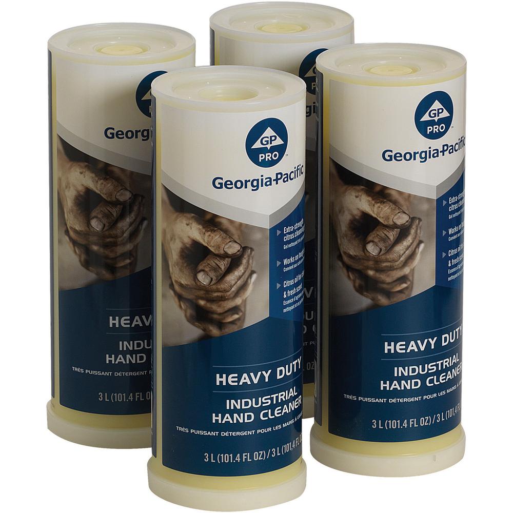 Georgia-Pacific Heavy-Duty Gel Industrial Hand Cleaner Dispenser Refills - Citrus Scent - 101.4 fl oz (3 L) - Grime Remover, Soi