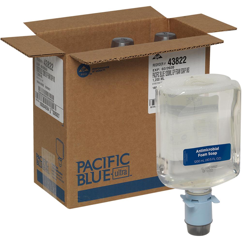 Pacific Blue Ultra Antimicrobial Foam Soap Automated Touchless Dispenser Refills - 40.6 fl oz (1200 mL) - Touchless Dispenser - 