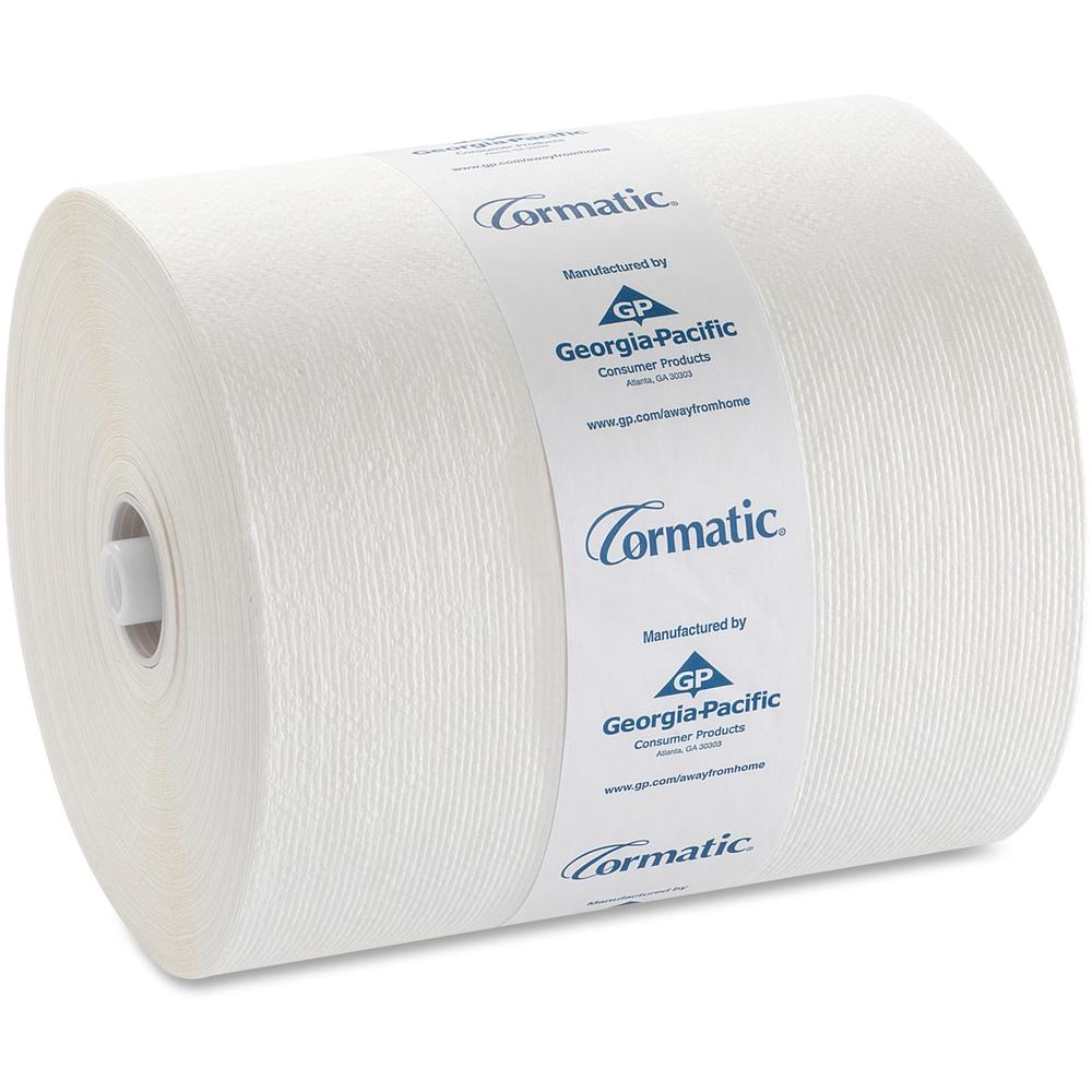 Cormatic Paper Towel Rolls - 1 Ply - 900 Sheets/Roll - White - Absorbent, Durable, Soft - For Office Building, Healthcare, Food 