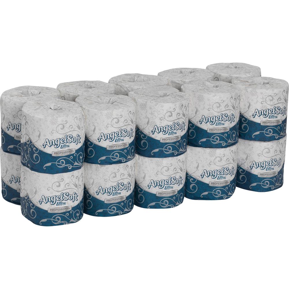 Angel Soft Ultra Professional Series Embossed Toilet Paper - 2 Ply - 4.50" x 4" - 400 Sheets/Roll - White - Soft, Unscented, Emb