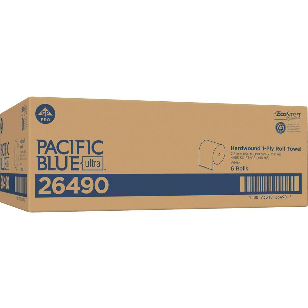Pacific Blue Ultra High-Capacity Recycled Paper Towel Rolls - 7.87" x 1150 ft - White - Paper - Flexible, Cleaning - 6 Rolls Per