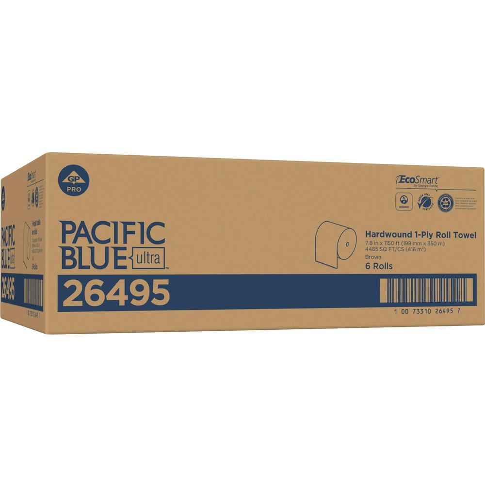 Pacific Blue Ultra High-Capacity Recycled Paper Towel Rolls - 7.87" x 1150 ft - Brown - Paper - Flexible, Chlorine-free - 6 Roll