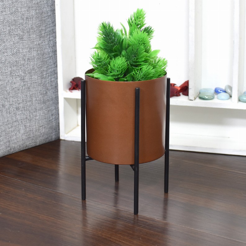 Handmade 100% Iron Round Modern Copper Coated Color Planters Pot - 6.3 x 4.4 x 4.4in Copper