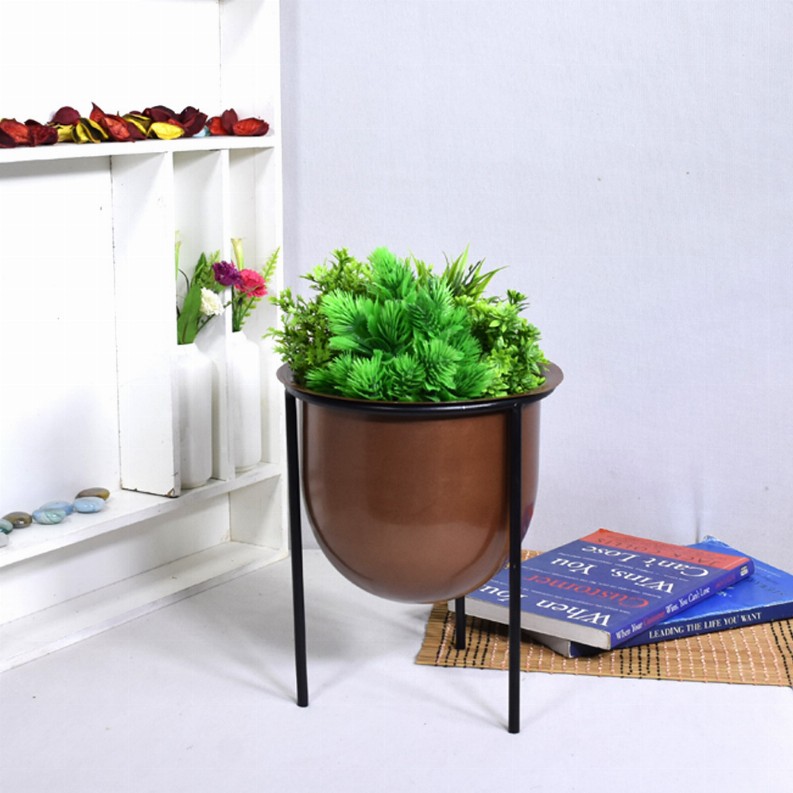 Handmade 100% Iron Round Modern Copper Coated Color Planters Pot - 8.5 x 7.2 x 7.2in Copper