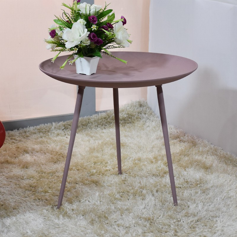 Handmade Aluminium And Iron Round Tray Side Table - 18.8x18.8x17.1 Pink1