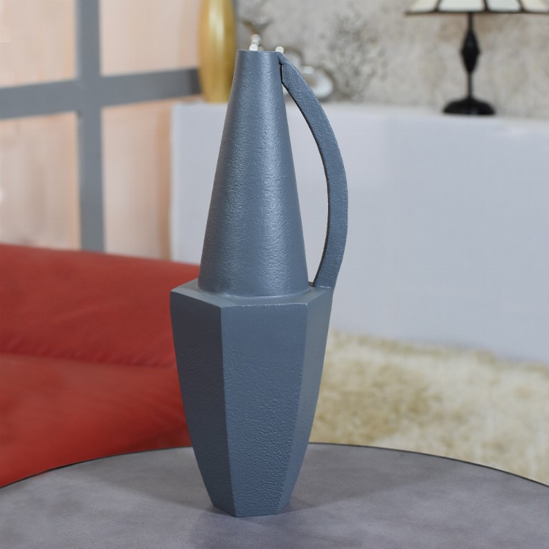 Handmade Aluminium Geometric Bud Vase For Indoor & Outdoor Use - 4.13x4.13x12.01in Gray