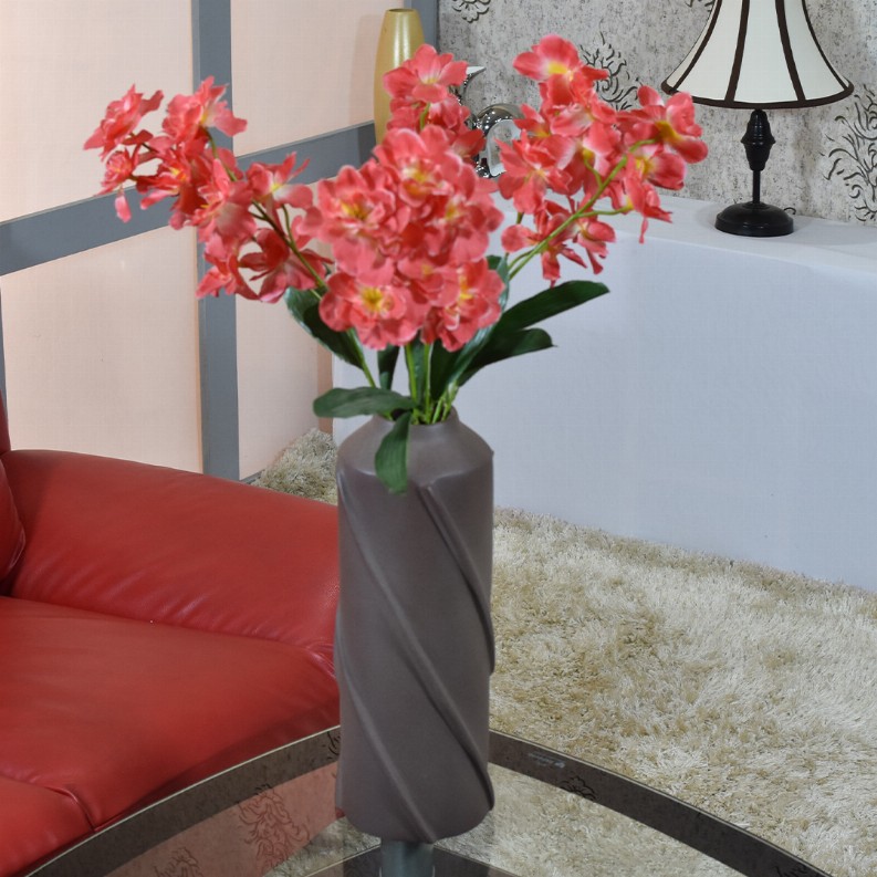 Handmade Aluminium Geometric Cylinder Vase For Indoor & Outdoor Use - 5.71x5.12x14.96in Chocolate