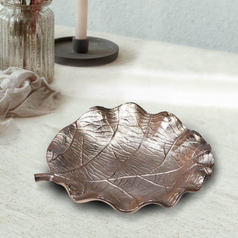 Handmade Decorative Bronze Color Coated Aluminium Tray - 4.72 x 4.52 x 1.18cm Bronze