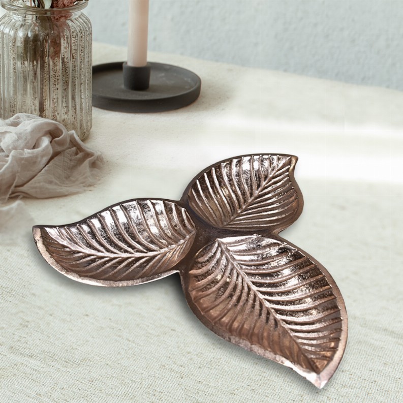 Handmade Decorative Bronze Color Coated Aluminium Tray - 8.26 x 8.26 x 0.98 cm Bronze1