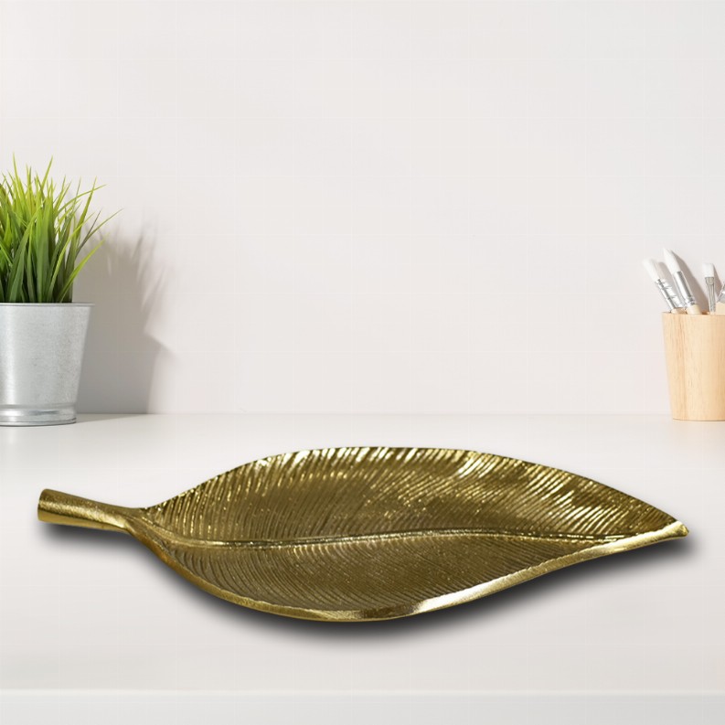 Handmade Decorative Gold Color Coated Aluminium Tray - 10.82 x 6.10 x 0.78cm Gold