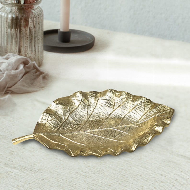 Handmade Decorative Gold Color Coated Aluminium Tray - 7.08 x 3.74 x 0.78cm Gold