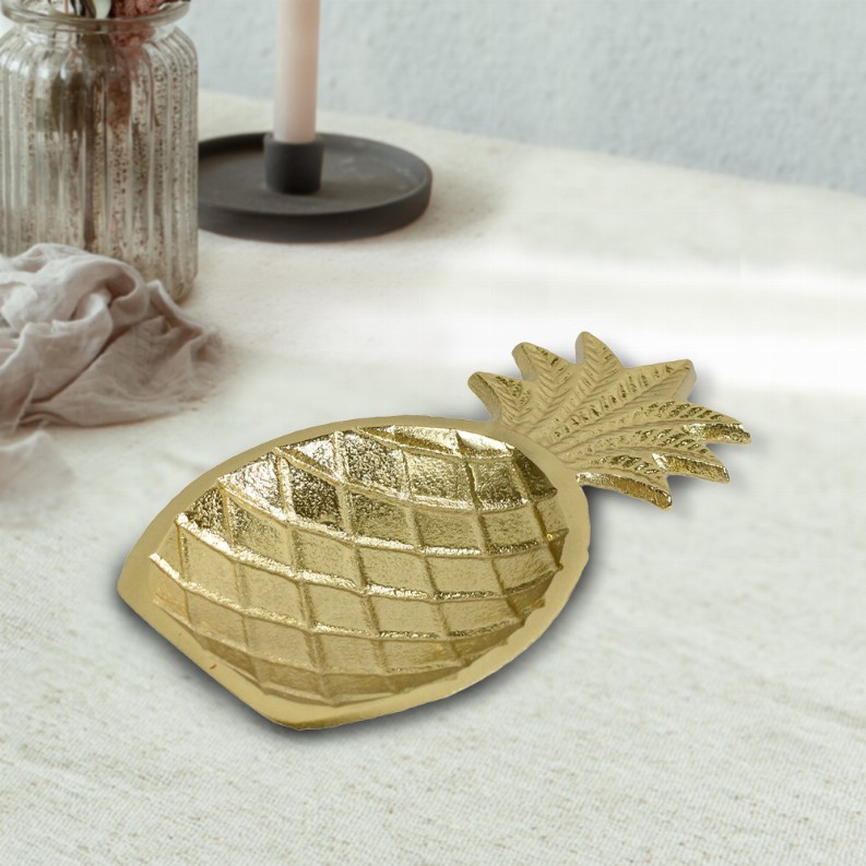 Handmade Decorative Gold Color Coated Aluminium Tray - 7.2 x 3.93 x 0.78cm Gold