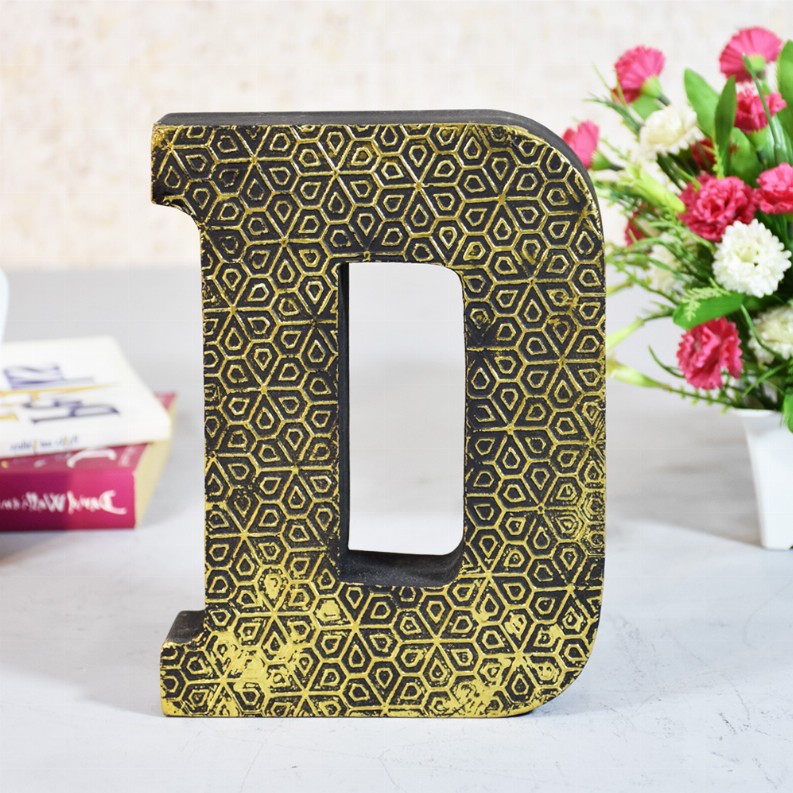 Handmade Eco-Friendly Wall Decor Alphabet Letter Block - Gold3D
