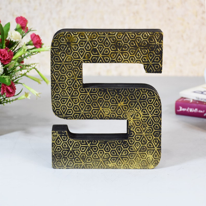 Handmade Eco-Friendly Wall Decor Alphabet Letter Block - Gold3S