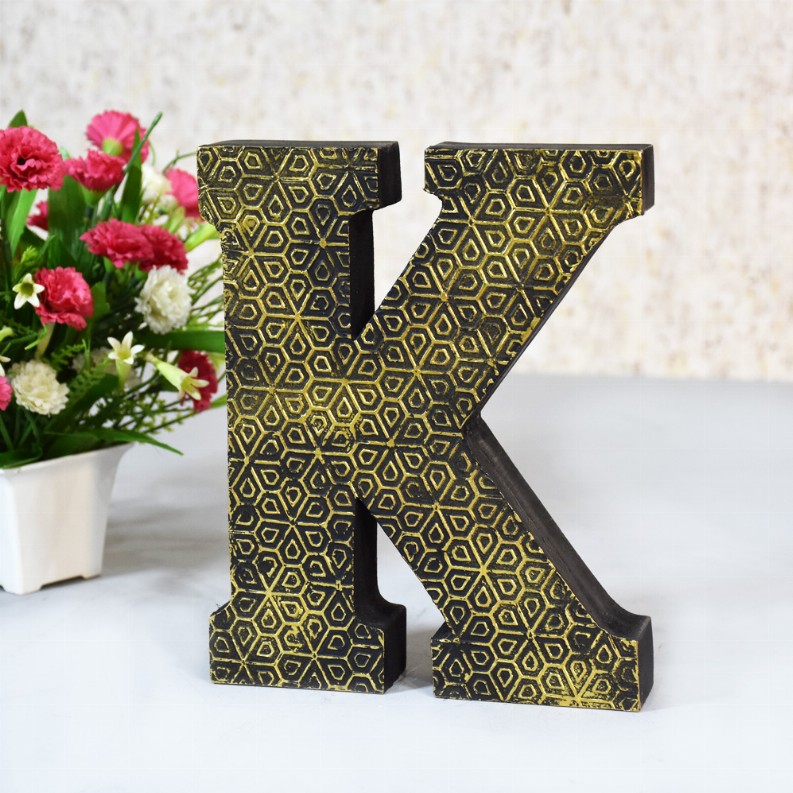 Handmade Eco-Friendly Wall Decor Alphabet Letter Block - Gold3K
